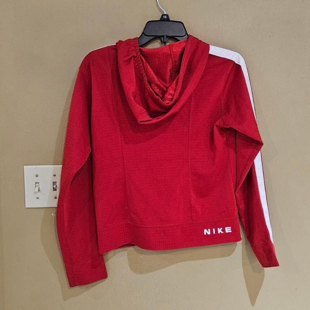 y2k sporty athleisure red white striped Nike hoodie - Picture 2 of 4
